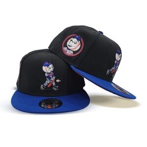 Black New York Mr. Mets swinging Bat Royal Blue & Side Patch 9Fifty Snapback